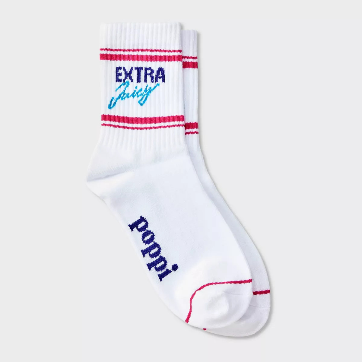 Adult Poppi Extra Juicy Graphic Crew Socks - White | Target