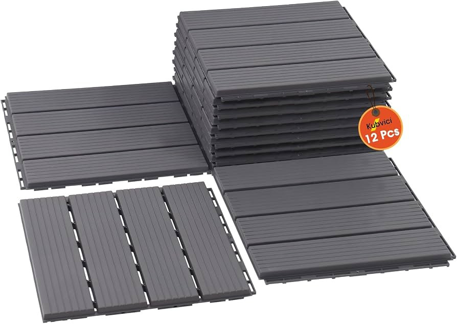 Interlocking Deck Tiles, 12 PCS 12” x 12” Patio Tiles Waterproof Plastic Outdoor Flooring Cov... | Amazon (US)