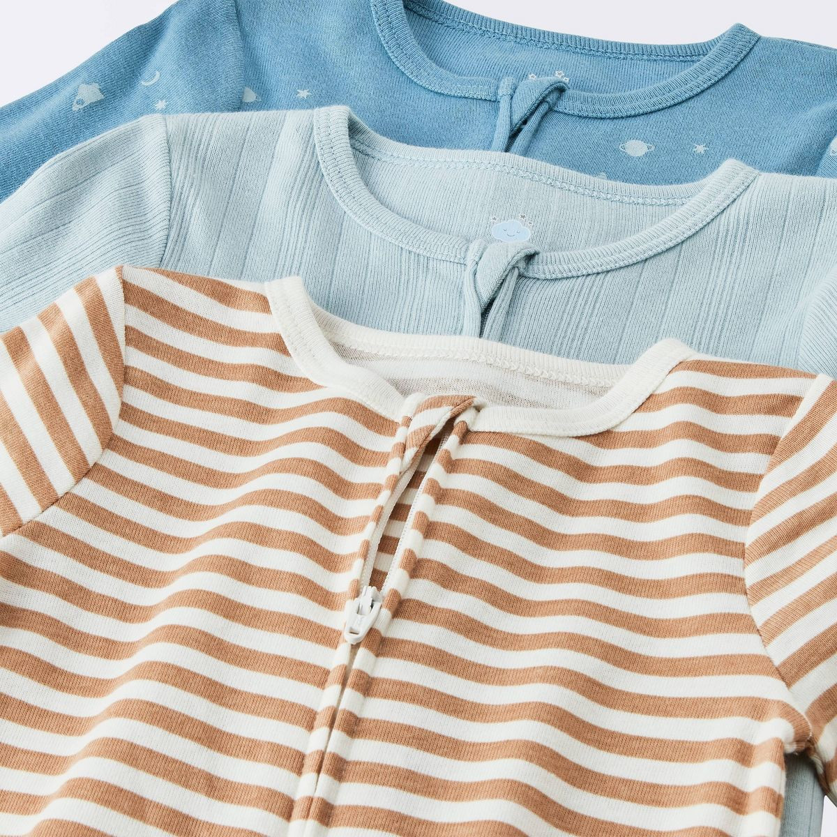 Baby Boys' 3pk Outerspace Sleep N' Play - Cloud Island™ Blue/Brown Newborn | Target