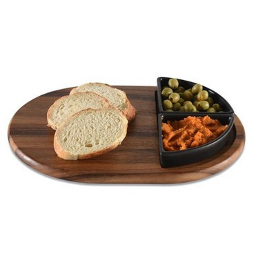 Kalmar HomeCharcuterie/ Serving Tray w/ 2 black triangular ceramic bowls | Target