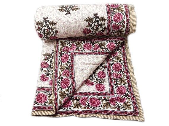 Multi color Reversible Quilt Soft Cotton Quilt Jaipuri Quilt/Razai | Etsy (US)