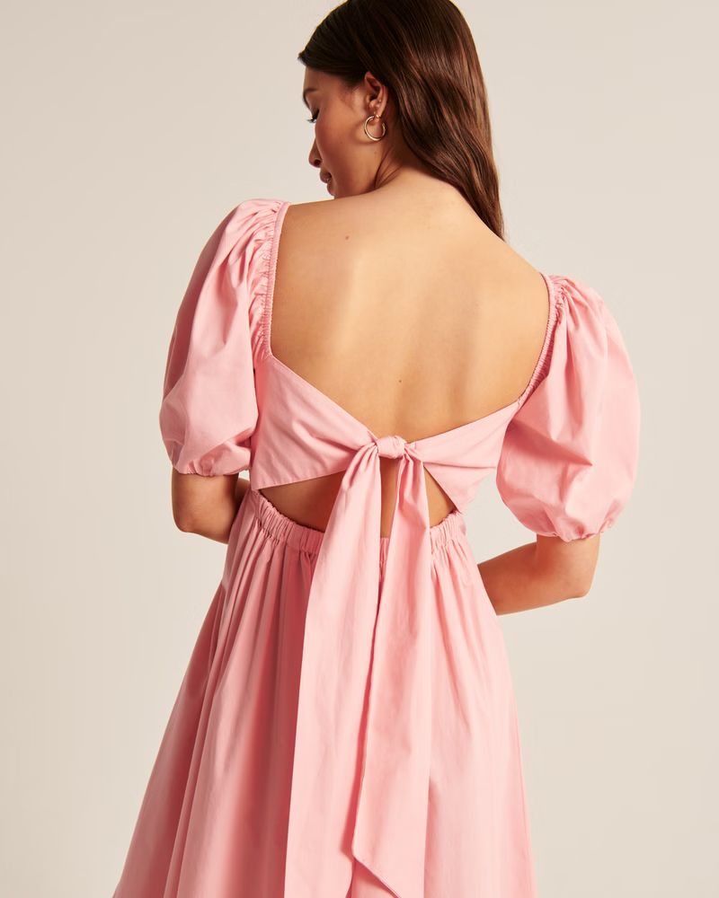 Women's O-Ring Puff Sleeve Midi Dress | Women's Dresses & Jumpsuits | Abercrombie.com | Abercrombie & Fitch (US)