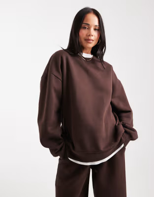 ASOS DESIGN ultimate oversized brushback sweatshirt in chocolate | ASOS | ASOS (Global)