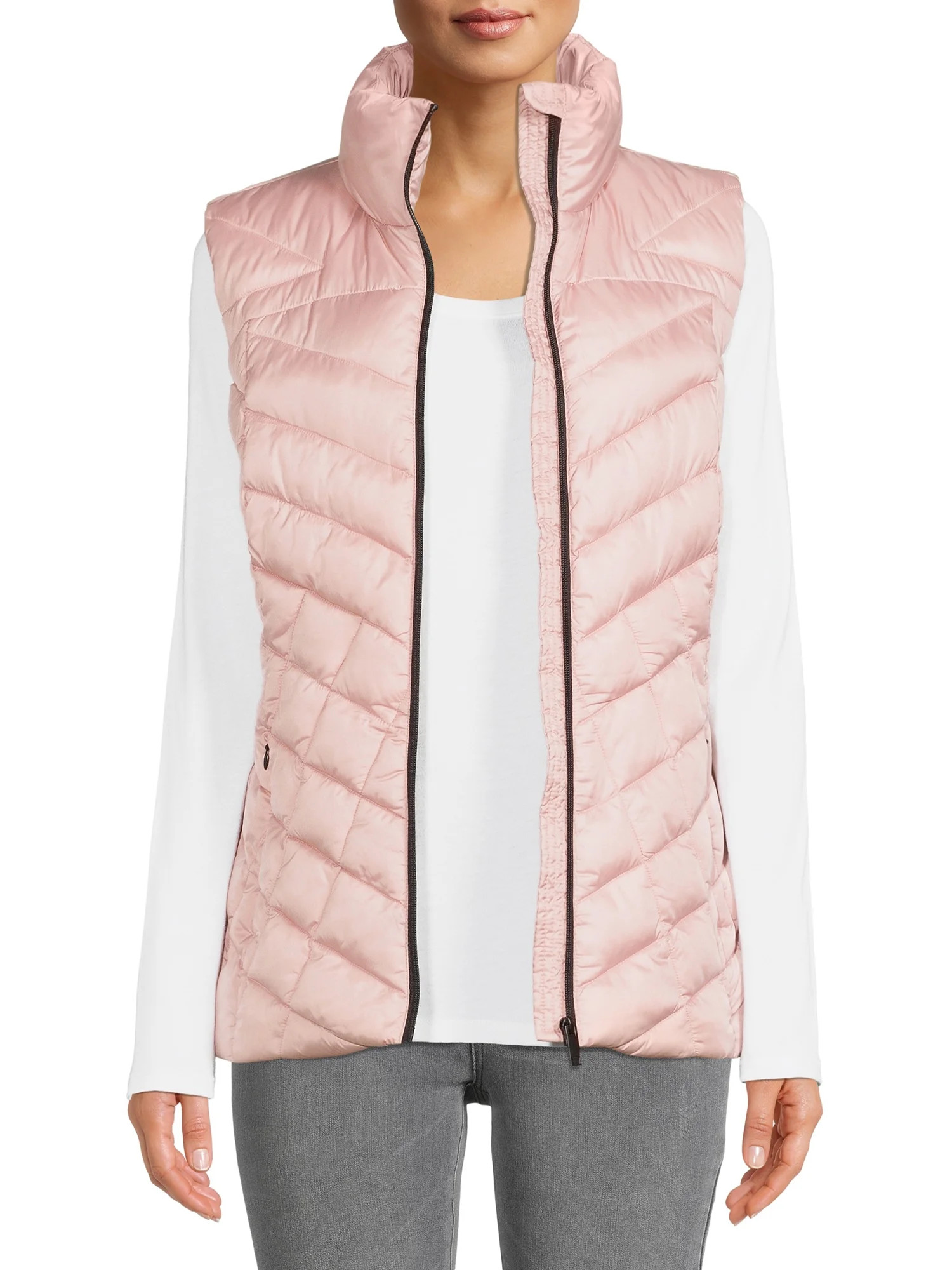 Big Chill Women's Down Blend Chevron Quilted Puffer Vest - Walmart.com | Walmart (US)