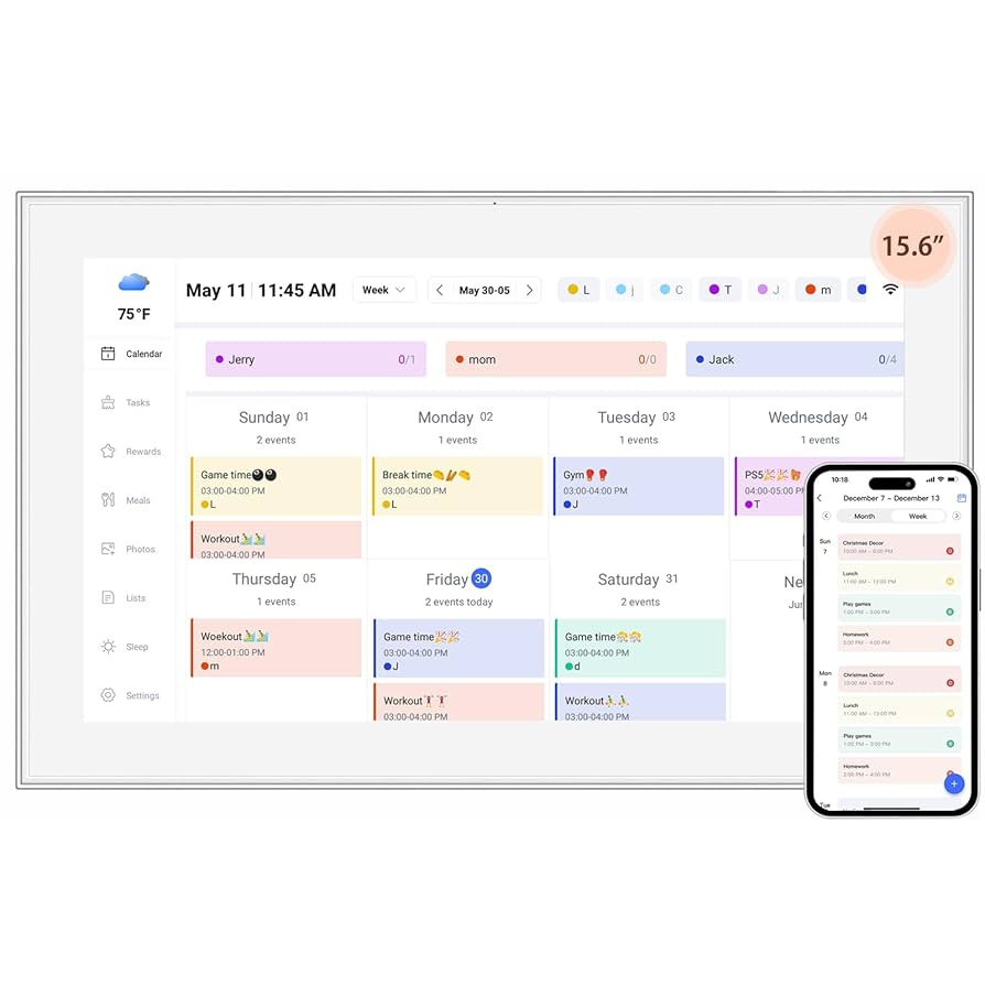 15.6 inch Digital Calendar Touchscreen, Wall Planner, IPS FHD 1920x1080,Smart Family Schedules, C... | Amazon (US)