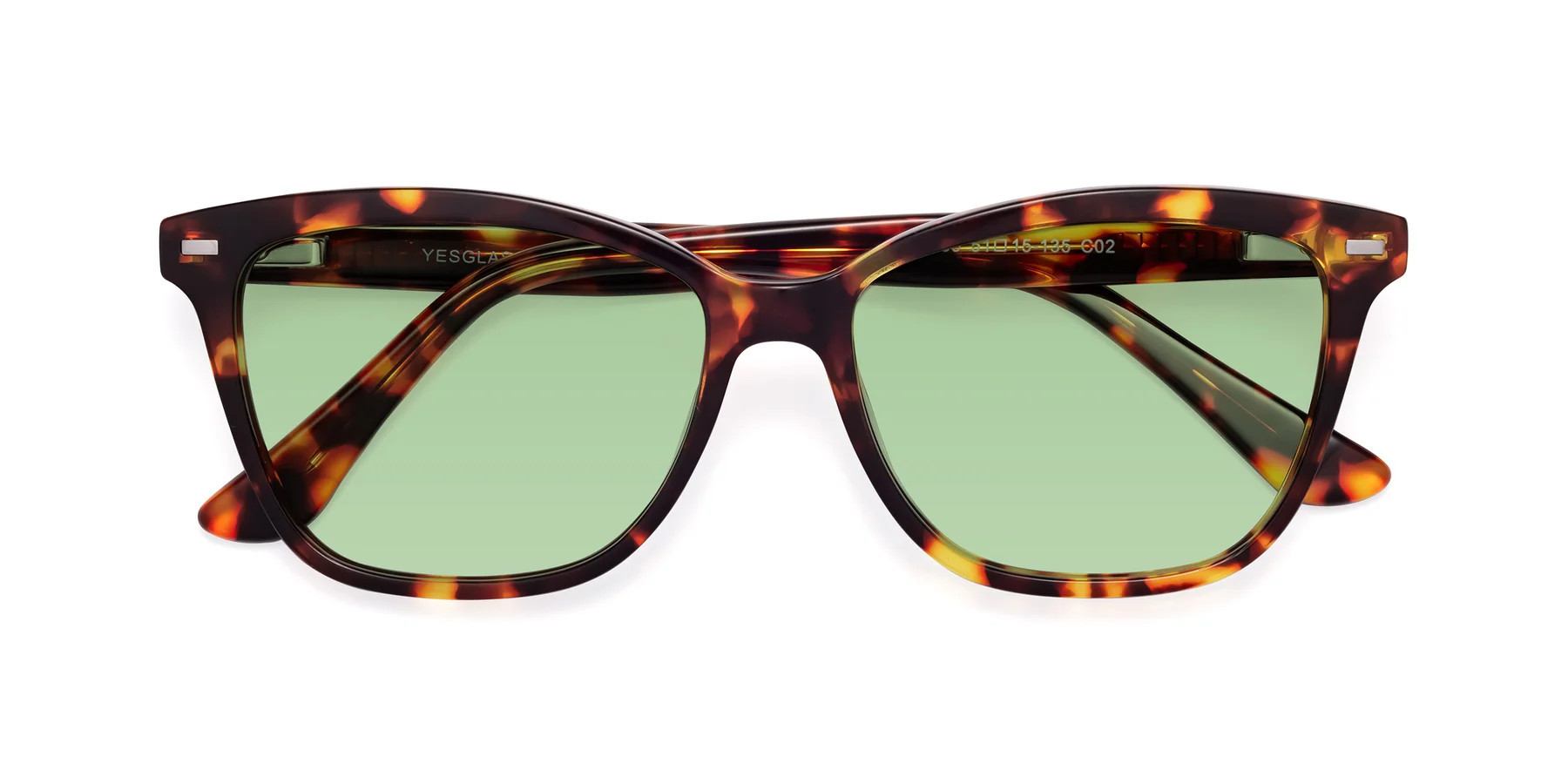 Tortoise Retro-Vintage Acetate Cat-Eye Tinted Sunglasses with Medium Green Sunwear Lenses - 17485 | Yesglasses