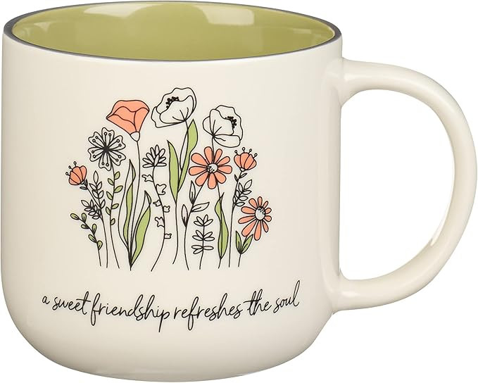 Christian Art Gifts Sage Green Floral Ceramic Coffee Mug – 15 oz. Microwave and Dishwasher-safe... | Amazon (US)