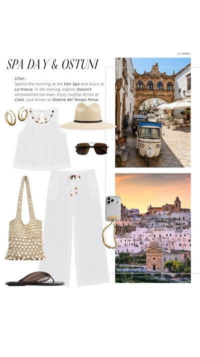 Puglia is the kind of place that changes your pace completely — long lunches, olive groves for miles, whitewashed towns, beach clubs on impossibly blue water, and hotels so beautiful you genuinely never want to leave. 🇮🇹✨

This edit is inspired by the ultimate luxury escape through southern Italy, from Borgo Egnazia to Masseria Trapanà, with chic looks for seaside aperitivos, yacht days, slow mornings, sunset dinners, and every gorgeous moment in between. Think linen sets, elevated sandals, beautiful swimwear, raffia textures, and effortless pieces made for an Italian summer.

Shop the full Puglia-inspired edit below. ☀️

#LTKSeasonal #LTKOver40 #LTKTravel