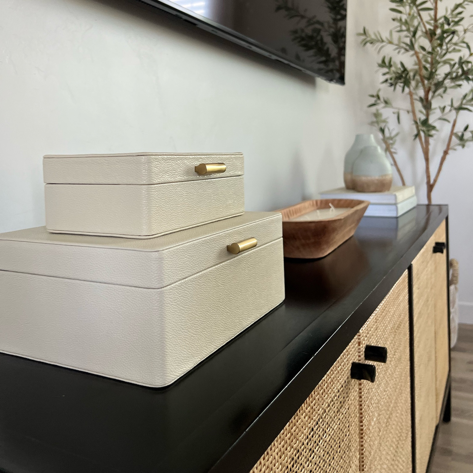 These beautiful decorative storage boxes are a new addition to my console. Found them for a fraction of the price, and the quality is amazing! 

Decorative boxes, decor box set, console styling, living room decor, studio McGee, quince, Amber interiors  

#LTKsalealert #LTKunder100 #LTKhome