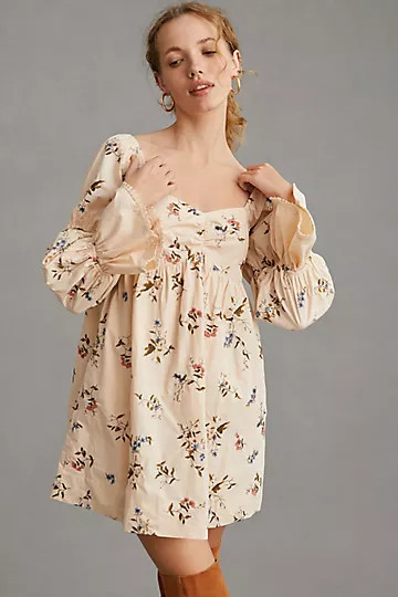 By Anthropologie Long-Sleeve Embroidered Mini Dress | Anthropologie (US)