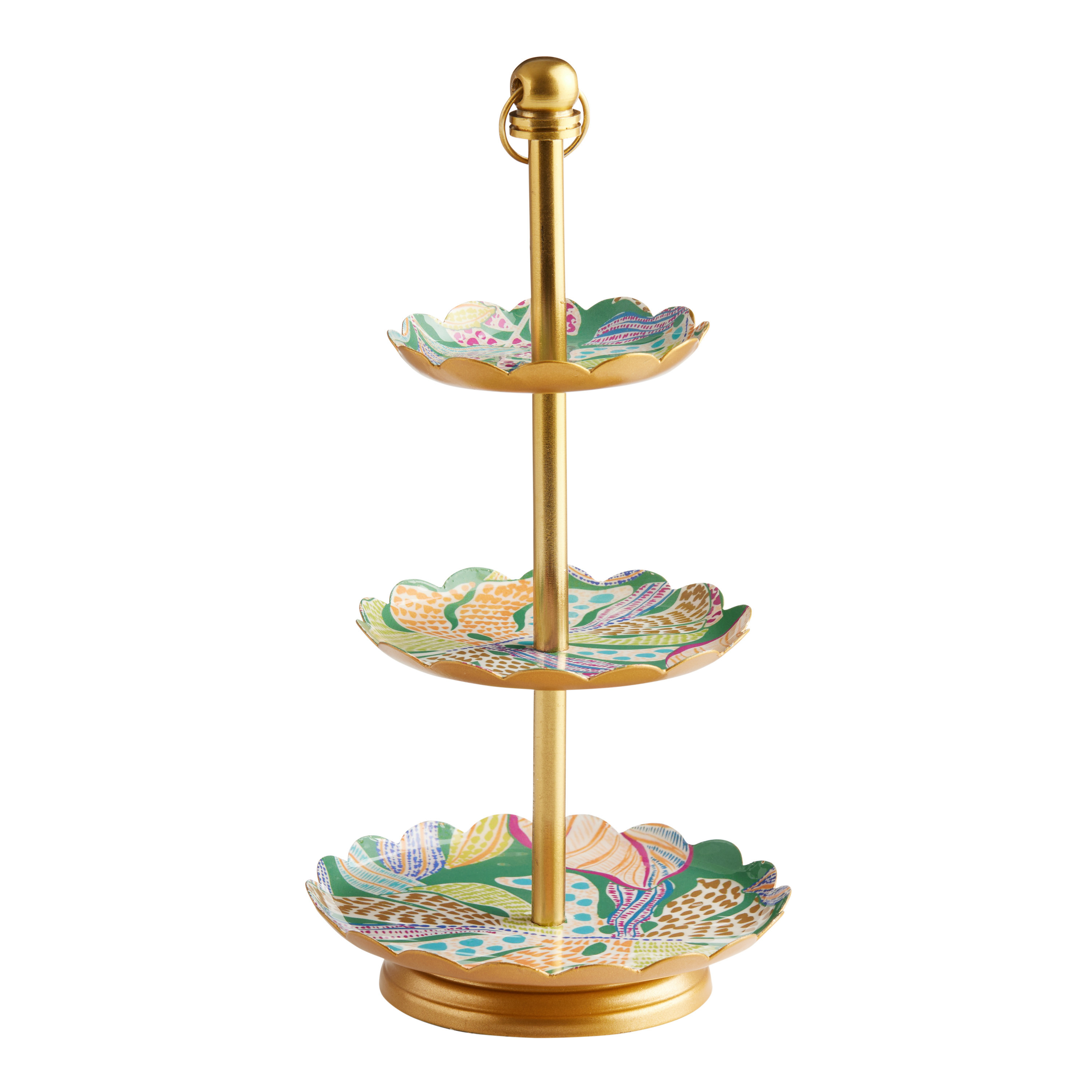 Gold Metal Dotty Botanical 3 Tier Jewelry Stand | World Market
