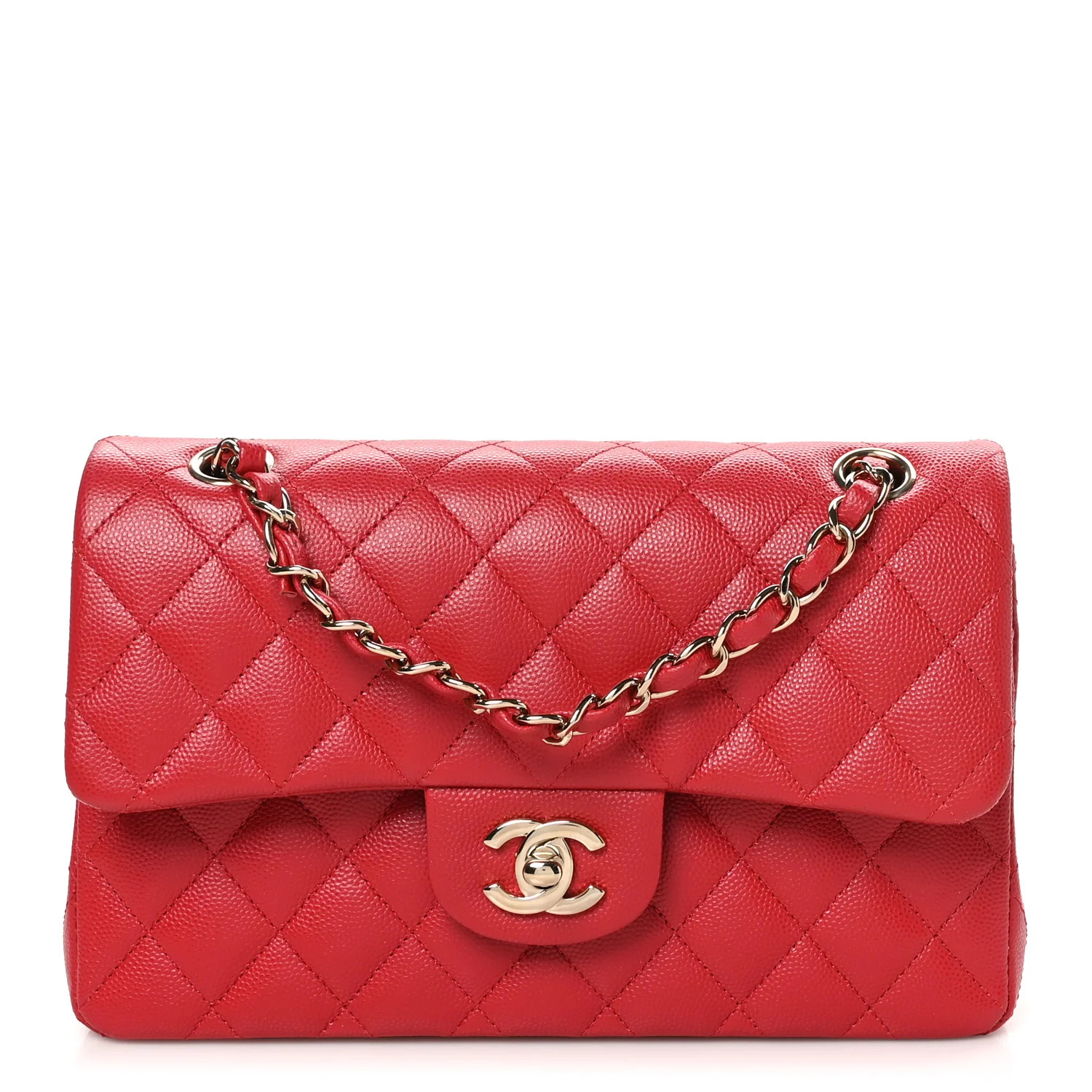 Caviar Quilted Small Double Flap Red | FASHIONPHILE (US)