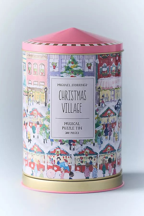 Anthropologie X Michael Storrings Christmas Village Musical Puzzle Tin | Anthropologie (US)
