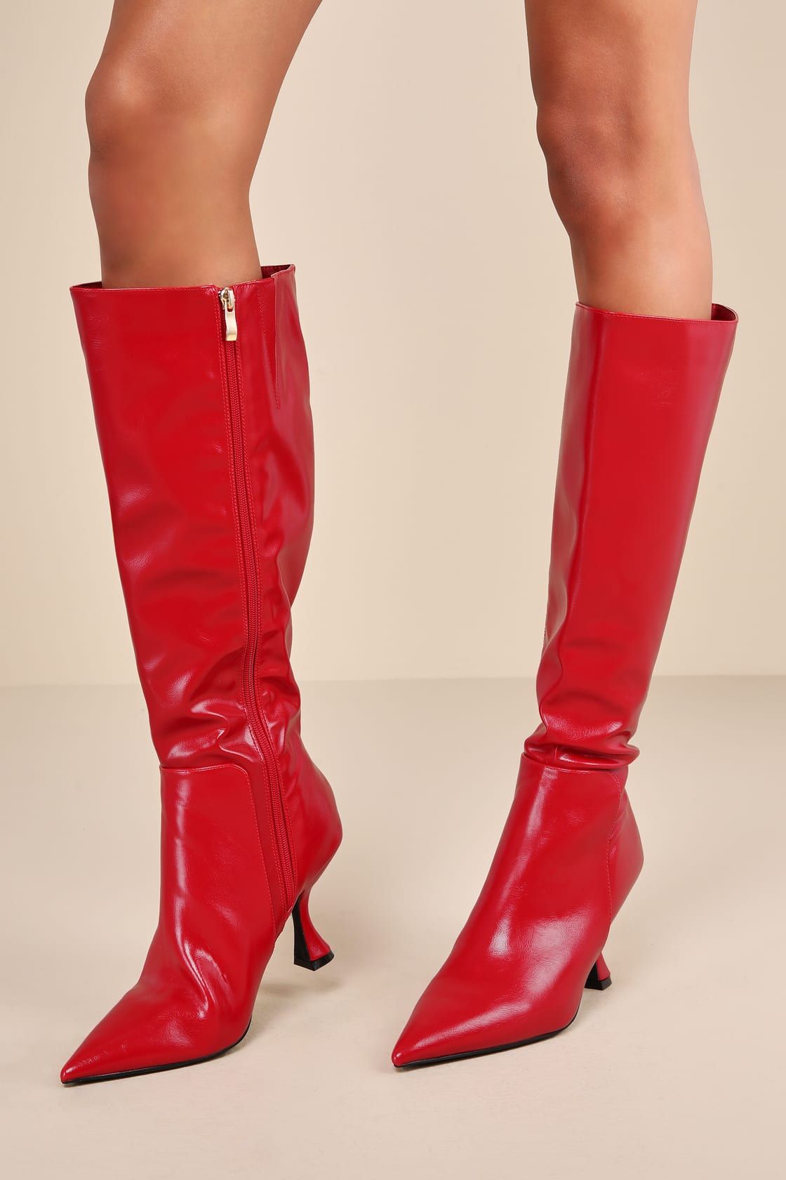 Margaret Crimson Pointed-Toe Knee-High Boots | Lulus (US)