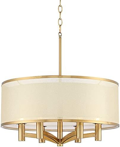 Caliari Luxe Gold Small Pendant Chandelier 22" Wide Contemporary Modern Drum Double Shade 6-Light Fi | Amazon (US)
