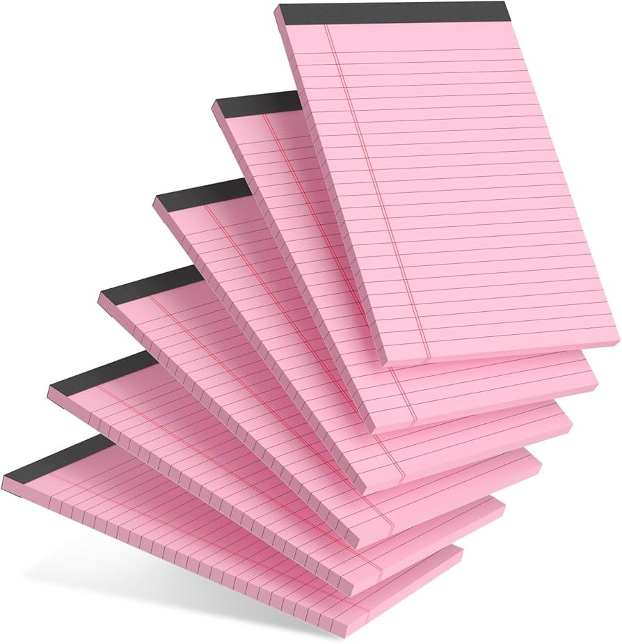 6pcs Small Note Pad 5x8 College Ruled Pink Legal Pads Paper Notepads 6 Pack Study Back Writing Pa... | Amazon (US)