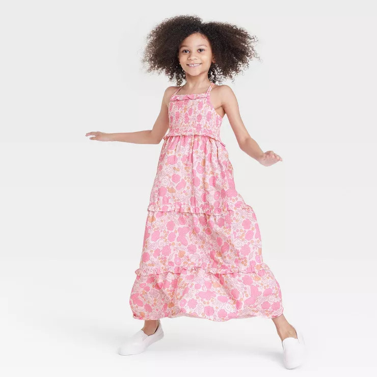 Girls' Tiered Sleeveless Woven Maxi Dress - Cat & Jack™ | Target