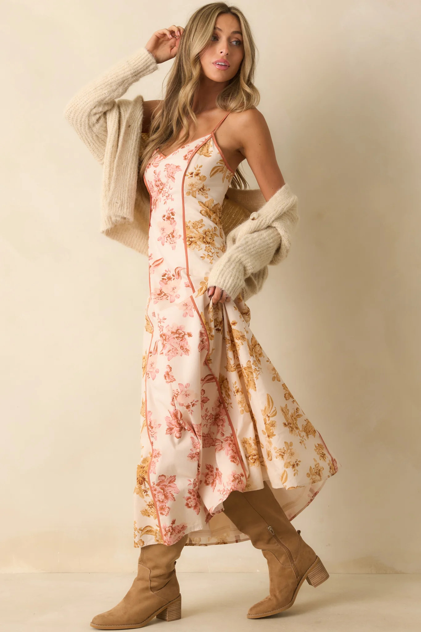 Feeling Like Yourself Rose Pink Floral Print Cotton Maxi Dress | Red Dress