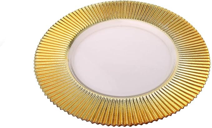 Glass Charger Plates with Gold Lined Rim, 13"D, Set of 4 | Amazon (US)