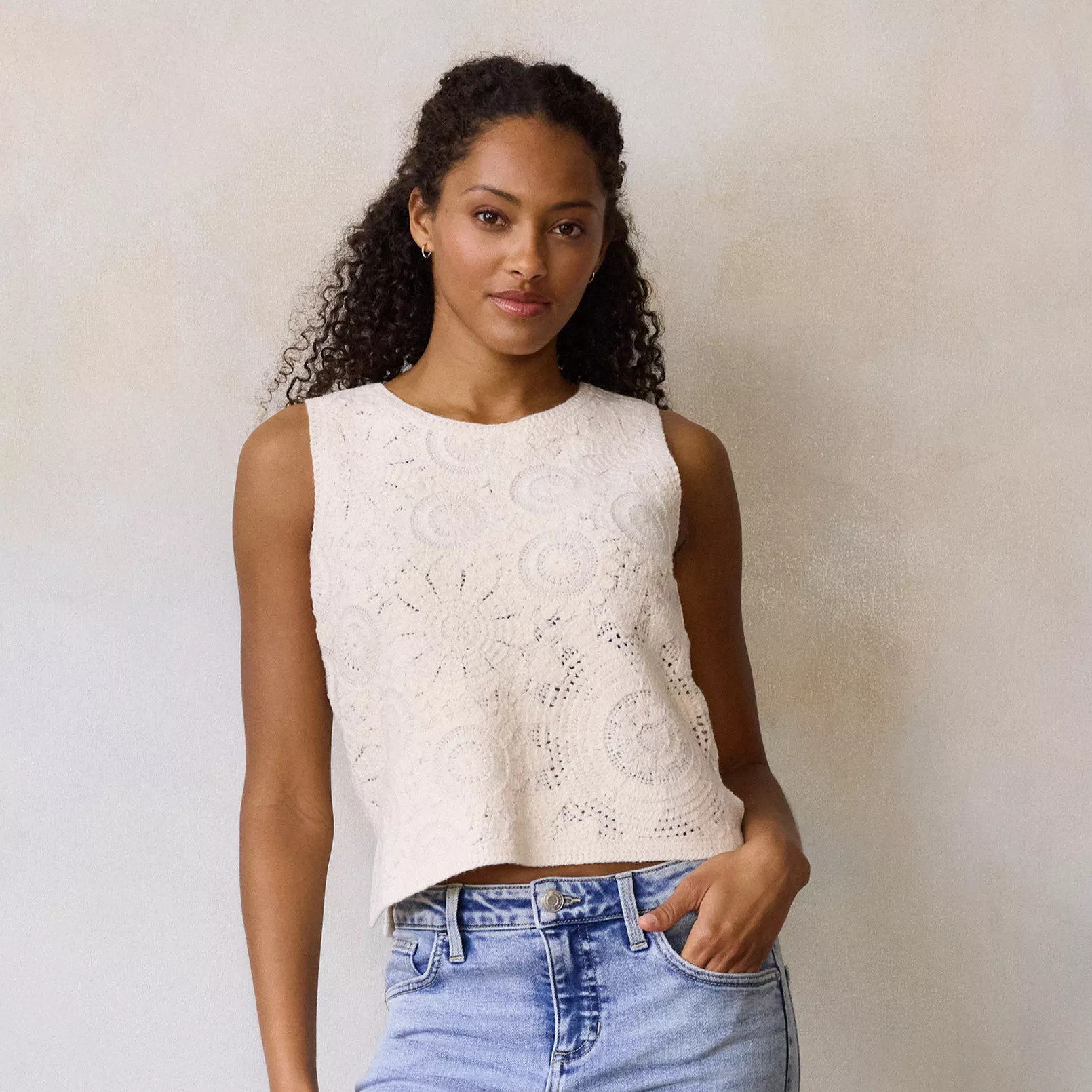 Women's LC Lauren Conrad Crochet Sweater Tank Top | Kohl's