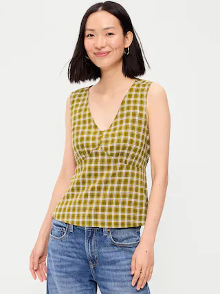 Sleeveless V-Neck Tie-Back Top | Old Navy (US)