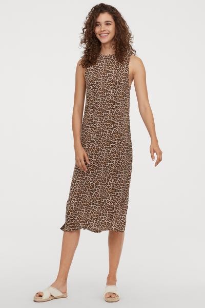 Sleeveless Jersey Dress - Beige/leopard print - Ladies | H&M US | H&M (US + CA)
