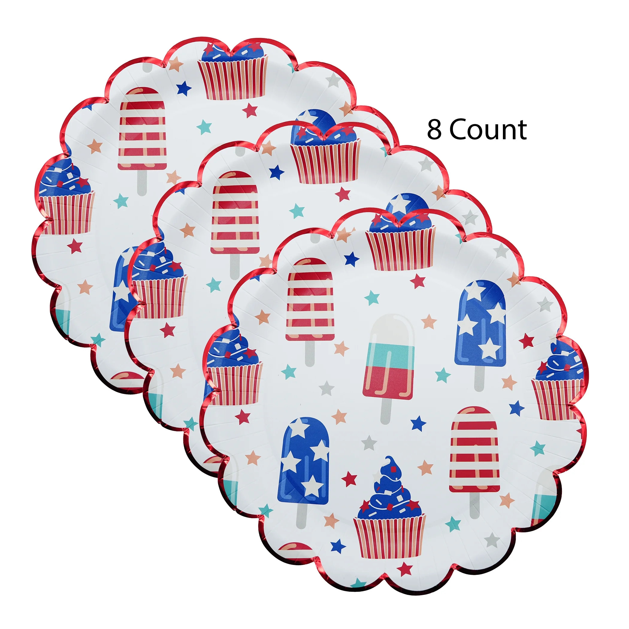 Red/White/Blue Ice Pops Disposable Paper Plates, 10", 8 Count, Patriotic by Way To Celebrate | Walmart (US)