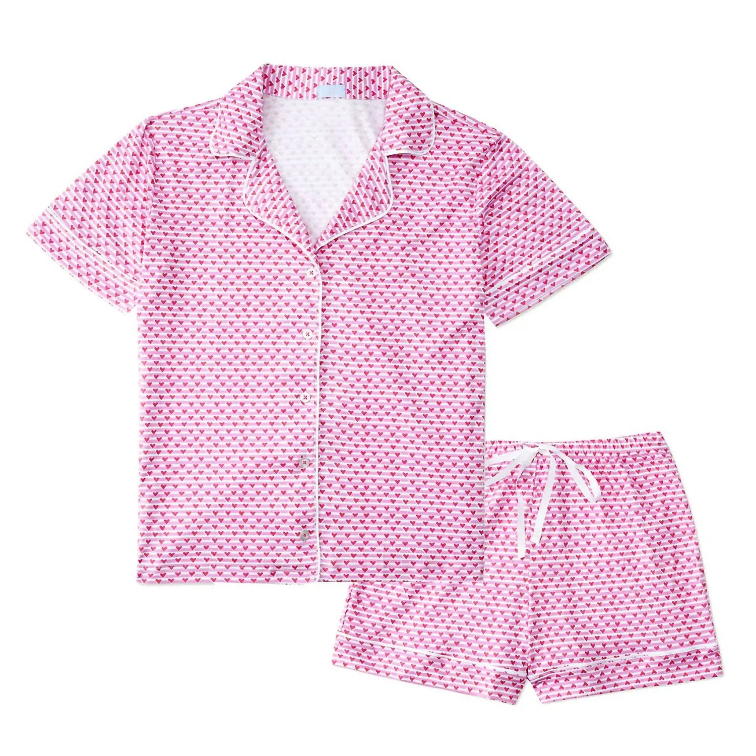 Women's Pajamas Heart Set In Pink | Shop Simon