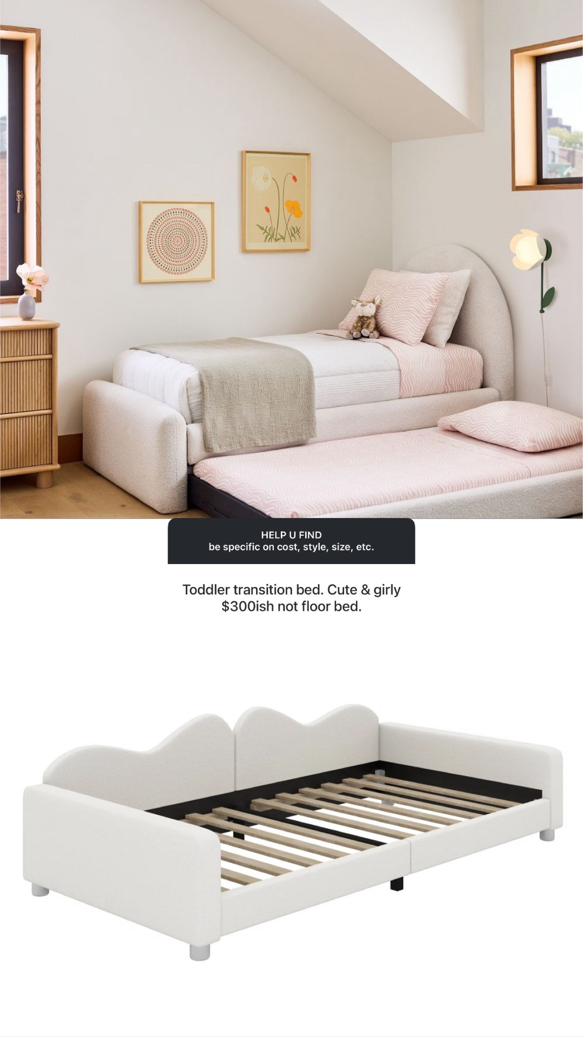 Girly toddler transition bed under $300

Bedroom
Toddler 
Family
Wayfair
Walmart 

#LTKmomlife #LTKHome #LTKKids