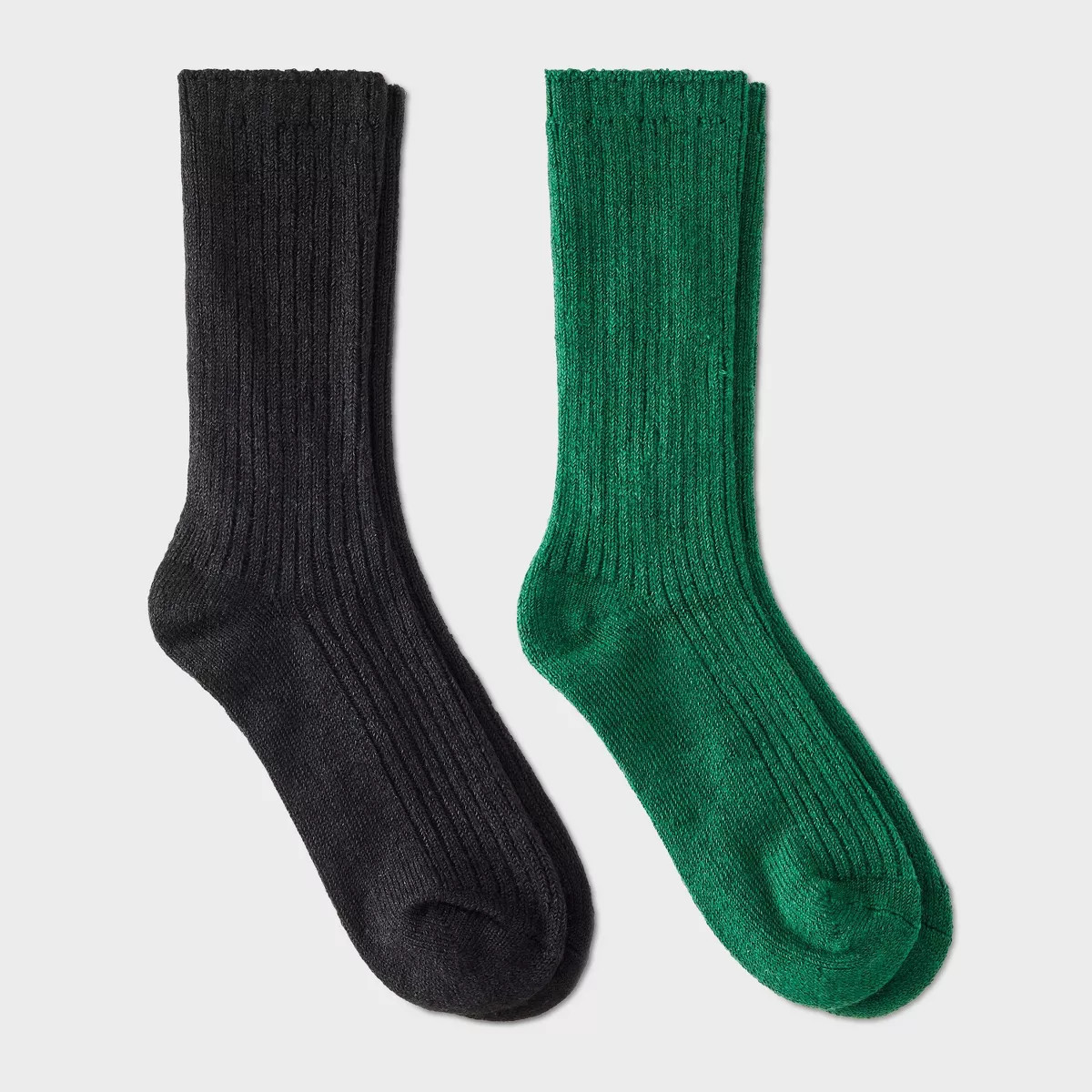 Women's Luxury Collection Cashmere Blend Fine Rib Super Soft 2pk Crew Socks - Auden™ Green/Blac... | Target