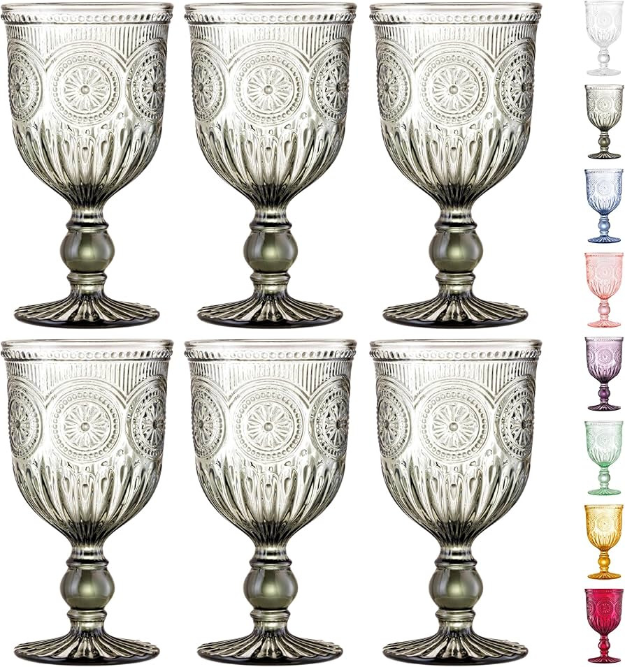 Yungala Black Wine Glasses set of 6 smoke glass goblets, black glassware made from 100% dishwashe... | Amazon (US)