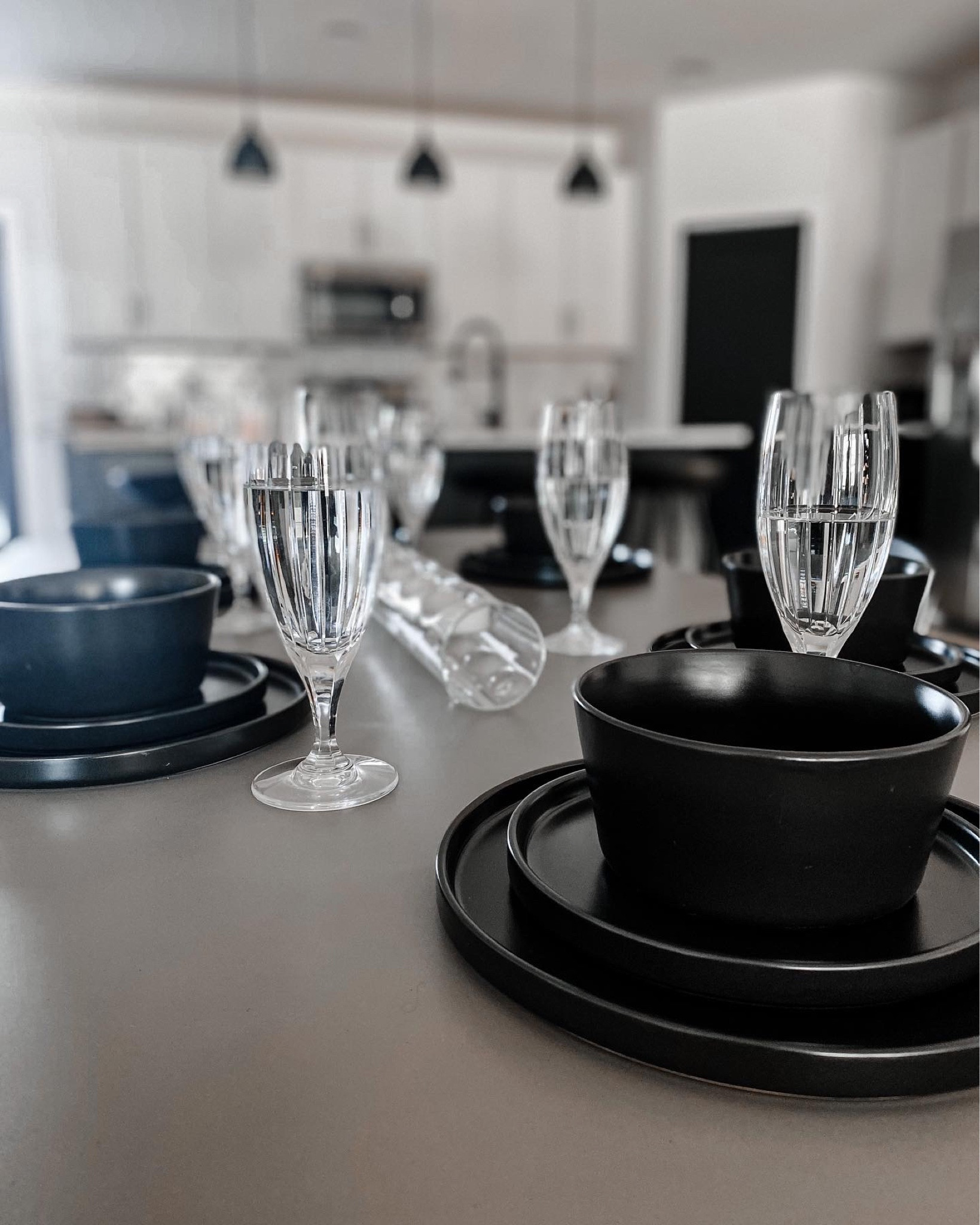 Matte black dinnerware set with ribbed water glasses 

#LTKstyletip #LTKsalealert #LTKhome