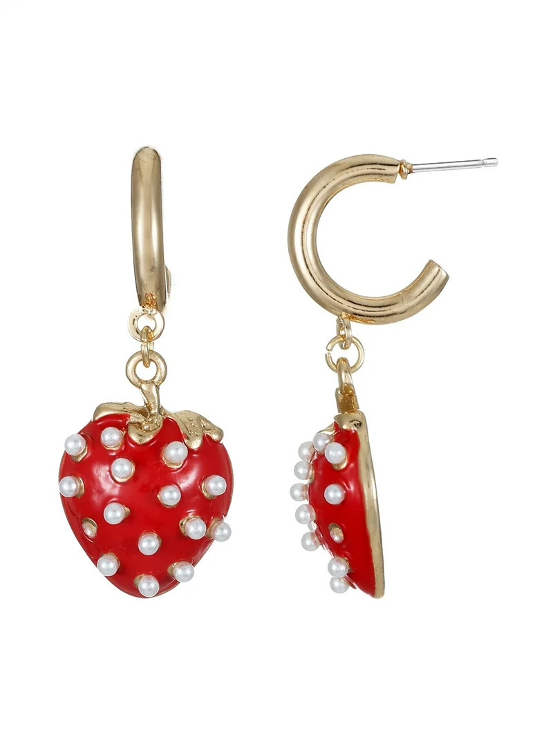 Way to Celebrate Valentine's Day Strawberry Hoop Earrings, 1 Pair | Walmart (US)