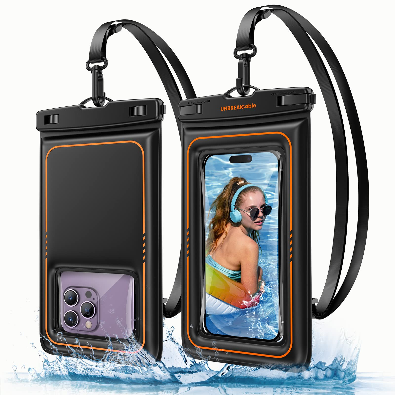 UNBREAKcable Floating Waterproof Phone Pouch 2 Pack, IPX8 Waterproof Phone Case Dry Bag Kayak/Bea... | Amazon (US)