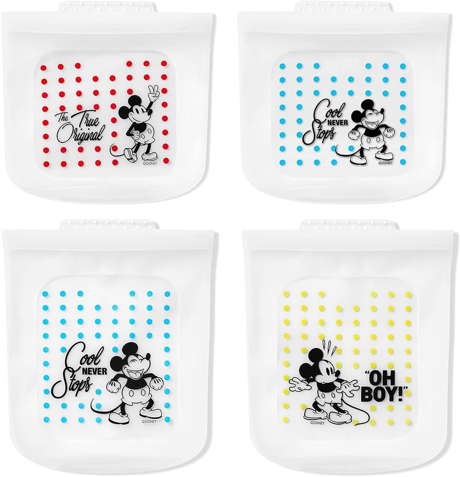 Pyrex Platinum Silicone Food Grade Reusable Storage Bag, Bundle 4-Pack Large and Small | Mickey M... | Amazon (US)
