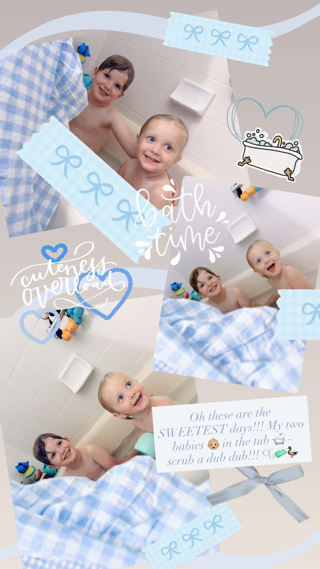 Oh these are the SWEETEST days!!! My two babies 👶🏼 in the tub 🛁 - scrub a dub dub!!! 🫧🧼🦆