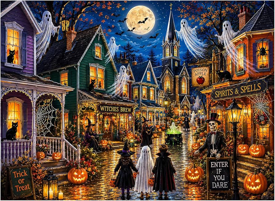 500 Piece Halloween Jigsaw Puzzle for Adults, Spooky Village Night Puzzle | Amazon (US)