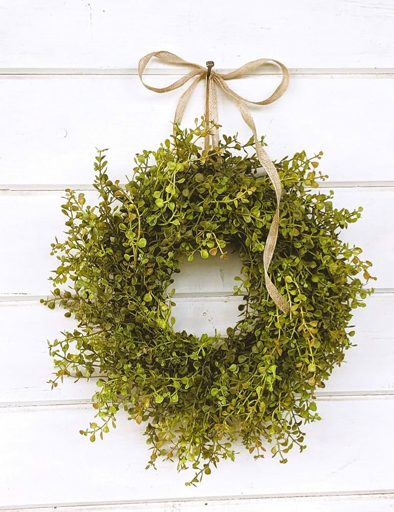 Mini Artificial Eucalyputs Wreath for Window Hanging, Small Farmhouse Wreath for Indoor and Outdo... | Amazon (US)