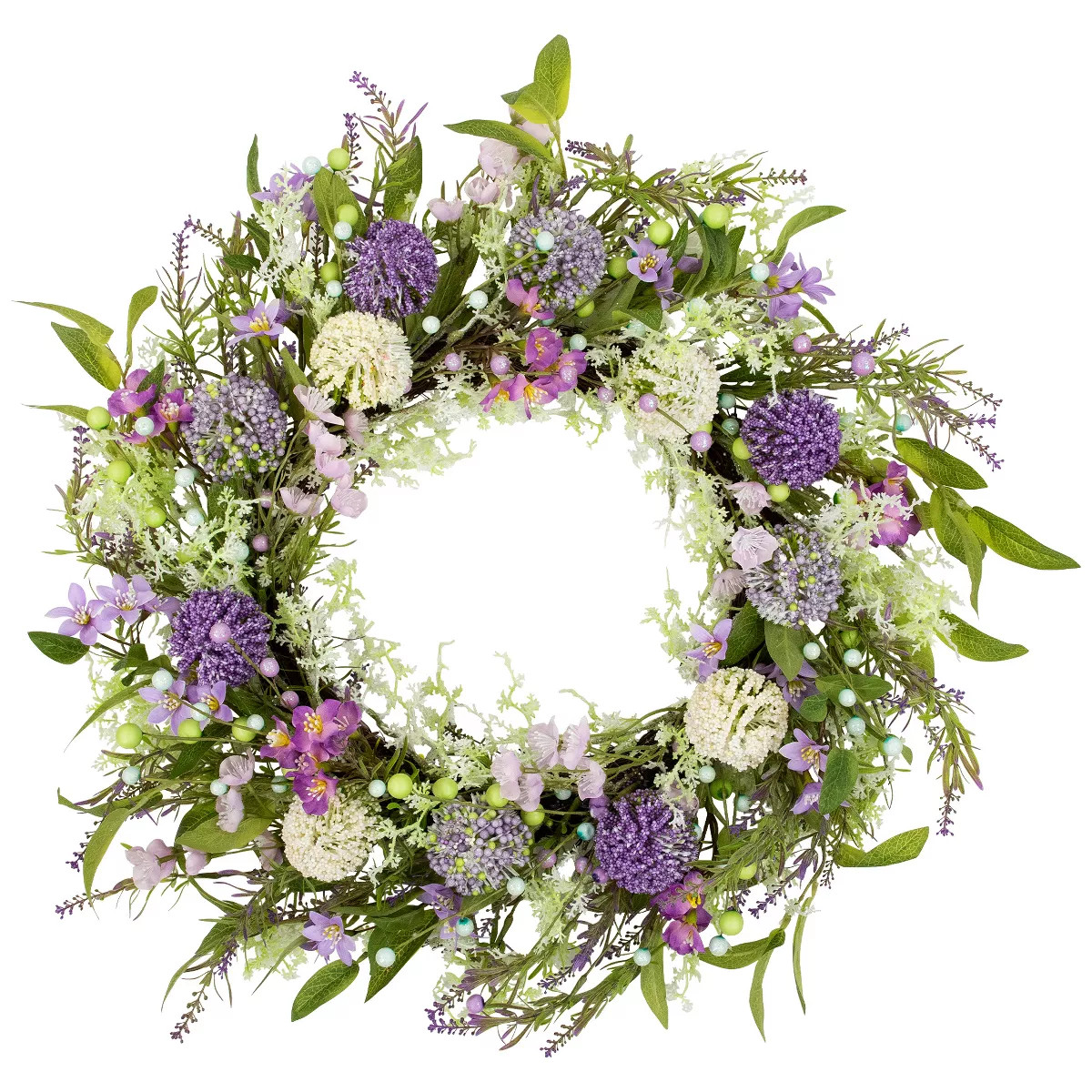 Northlight Lavender and Allium Spring Wreath - 28" - Purple | Target