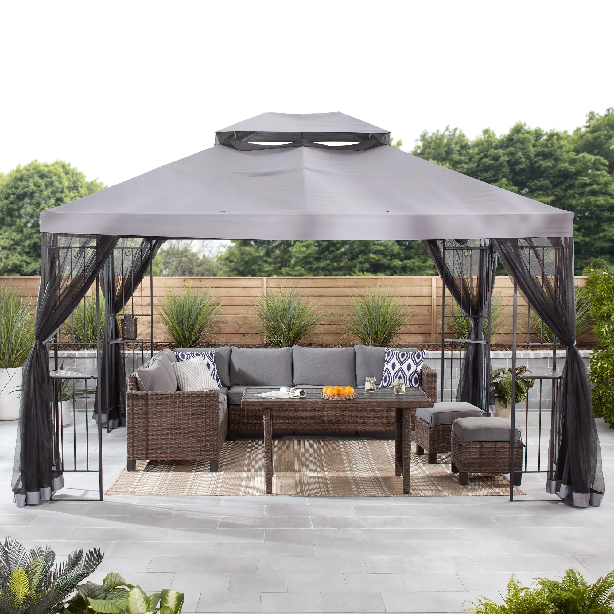 Mainstays Easy-Assembly 10 x 12 Foot Outdoor Soft Top Gazebo - Gray - Walmart.com | Walmart (US)