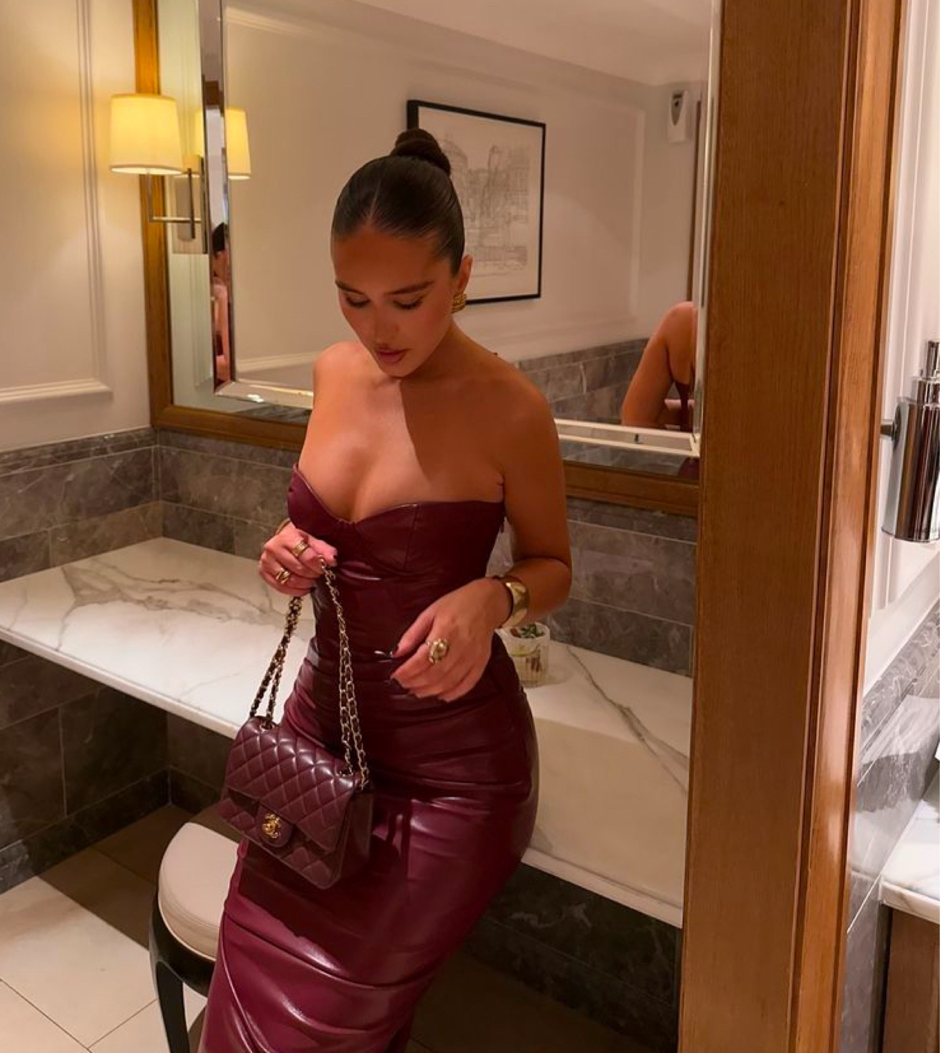 Holiday outfit 
Burgundy  leather dress
Burgundy quilted bag 
Gold bangle
Gold chunky ring
Gold chunky earrings 


#LTKCyberWeek #LTKStyleTip #LTKHoliday