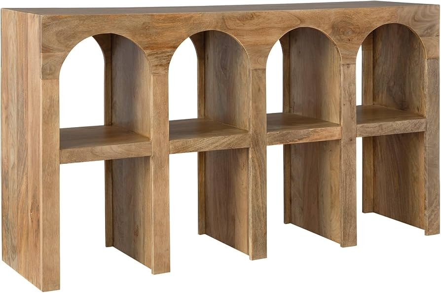 Signature Design by Ashley Luzmanacy Casual Solid Mango Wood Console Sofa Table with Shelf, Light... | Amazon (US)