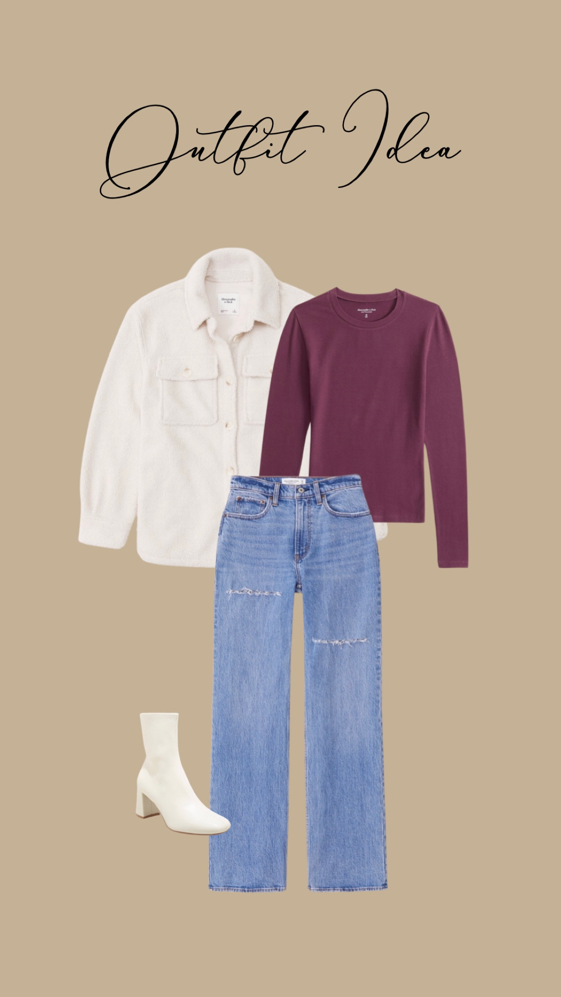 Outfit idea! Abercrombie coats on sale! Tuckable long sleeve baby tee! Holiday long sleeve! Target boots 30% off 