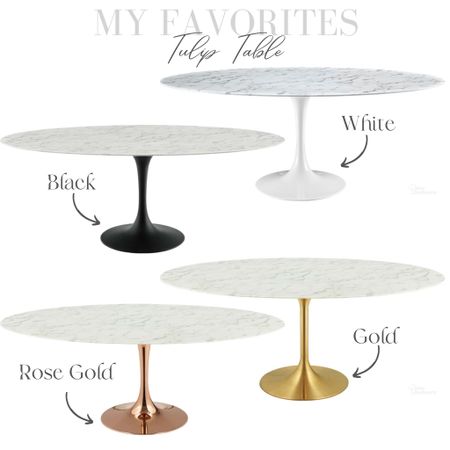 Marble oval table with gold, black, white or rose gold tulip base, 
#diningroom #moderndesign #decorating #interiordesign #knockoff #lookforless 

#LTKhome #LTKstyletip #LTKFind