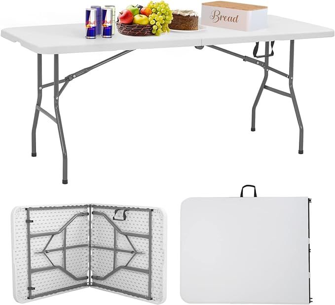 FDW Folding Tables, Plastic 6ft Folding Table,Half Portable Foldable Table for Parties, Backyard ... | Amazon (US)