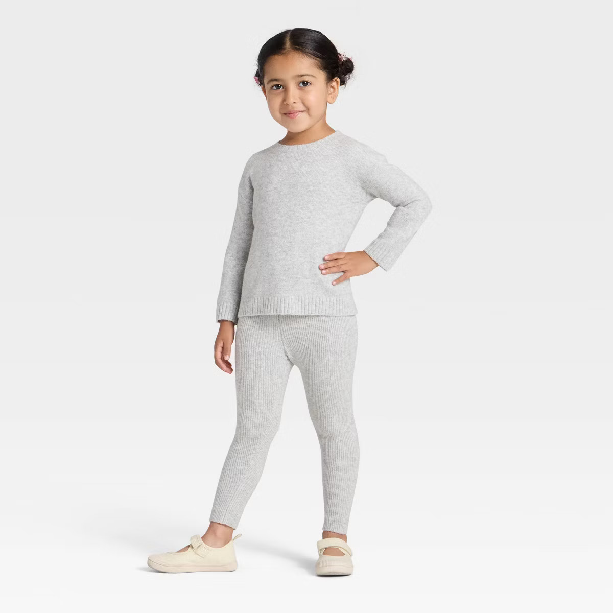 Toddler Girls' Sweater Top and Bottom Set - Cat & Jack™ Light Heather Gray 12M | Target