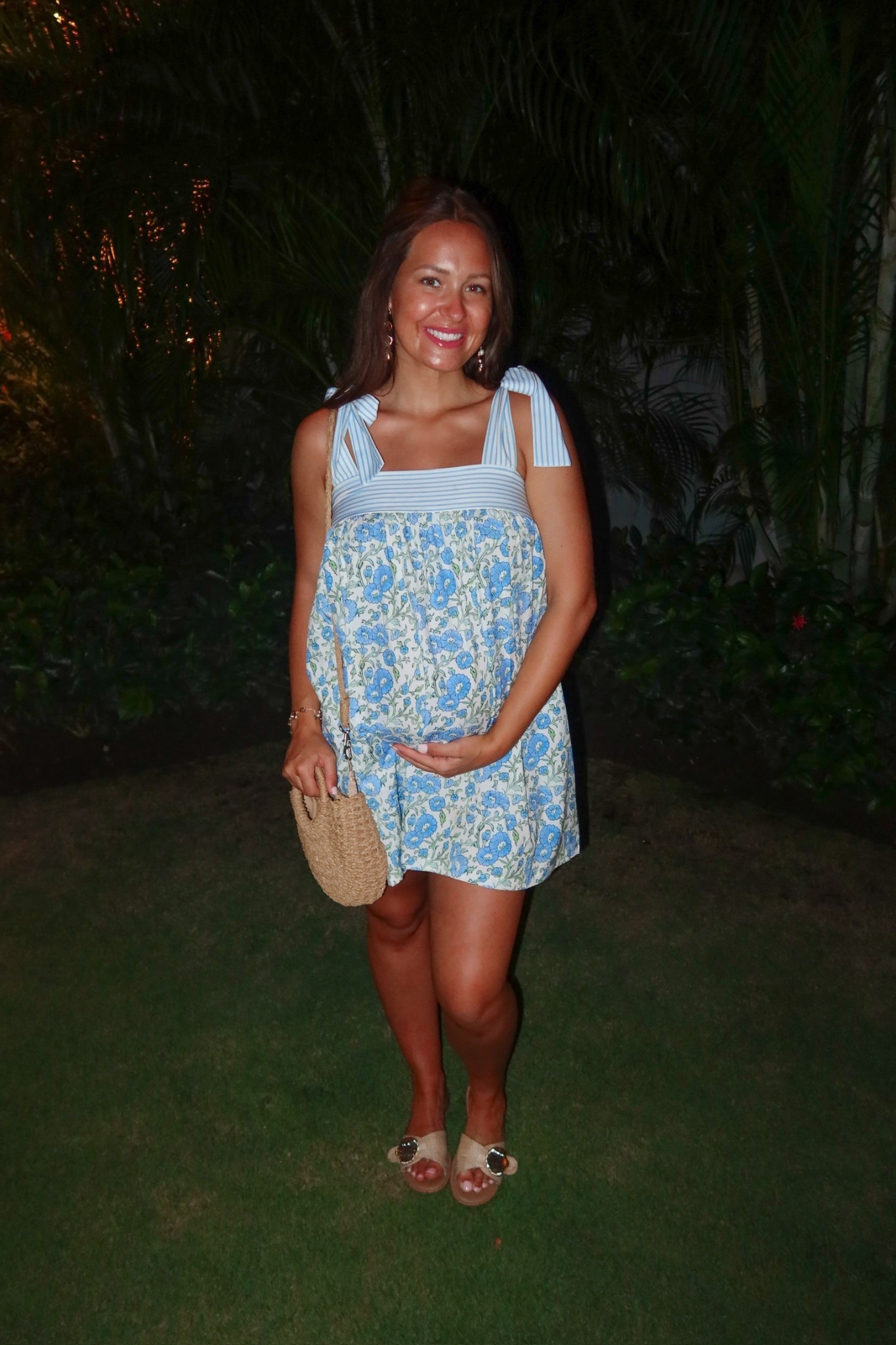 Another outfit of the night on vacation! This is the perfect maternity dress for your baby moon 🩵

#LTKStyleTip #LTKTravel #LTKSeasonal