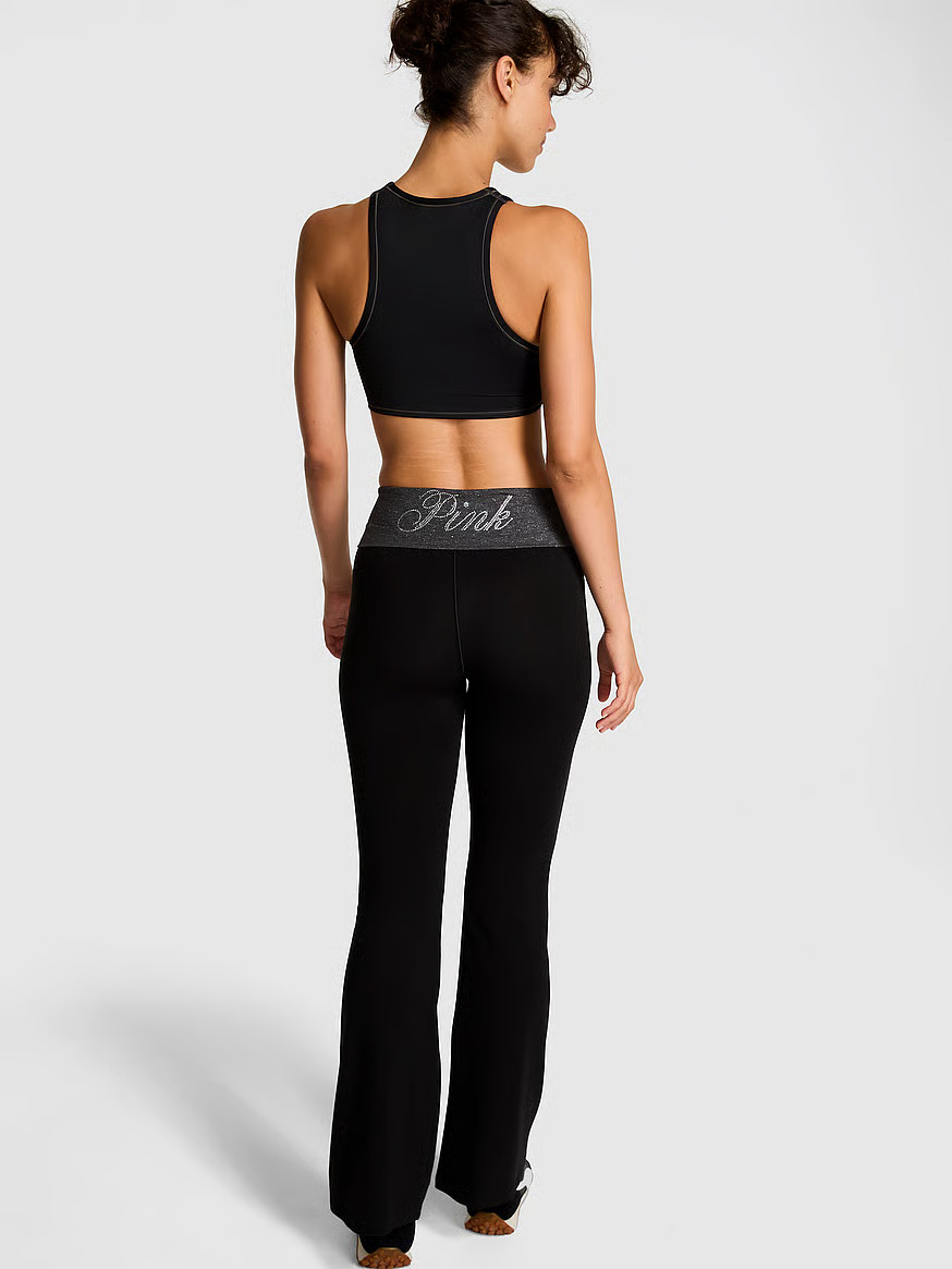 Buy All-Day Cotton Foldover Flare Leggings, Pure Black Bling Game Day Capsule - Order Bottoms onl... | Victoria's Secret (US / CA )
