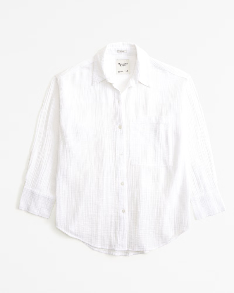 Women's Oversized Gauzy Shirt | Women's Tops | Abercrombie.com | Abercrombie & Fitch (US)