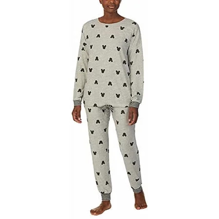 Disney Womens 2 Piece Cozy Pajama Set (Gray Mickey Mouse Small) | Walmart (US)